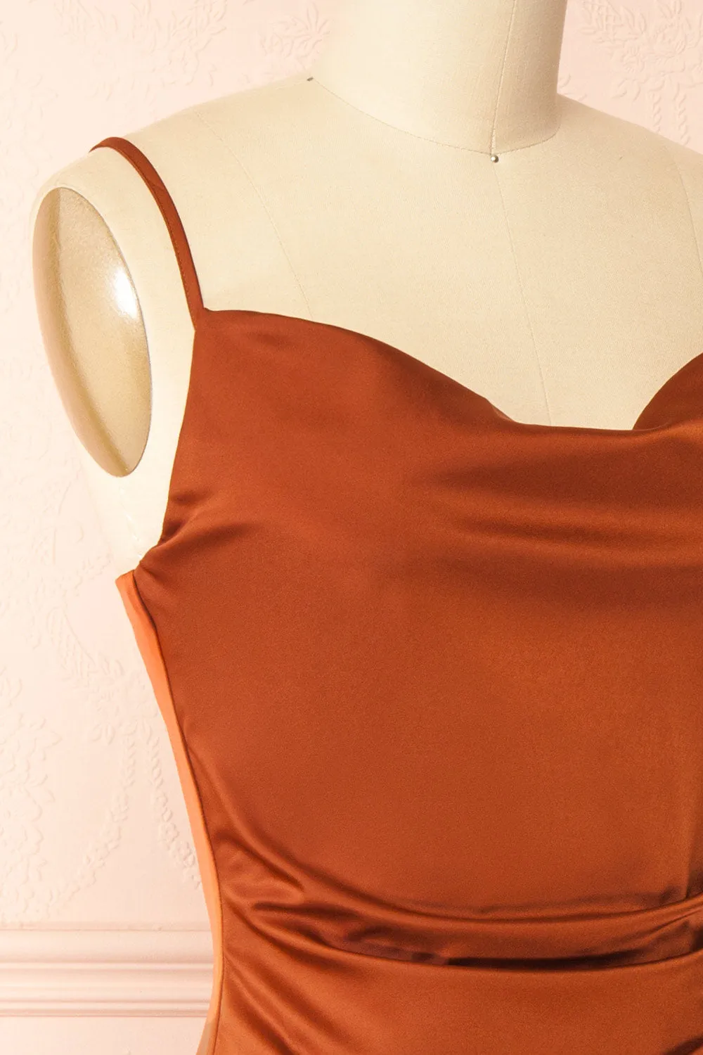 Chloe Rust | Cowl Neck Satin Slip Dress sold by Boutique 1861 product image thumbnail 5