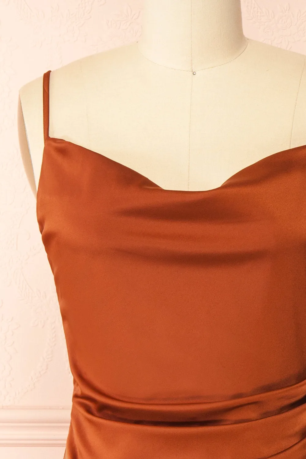 Chloe Rust | Cowl Neck Satin Slip Dress sold by Boutique 1861 product image thumbnail 3
