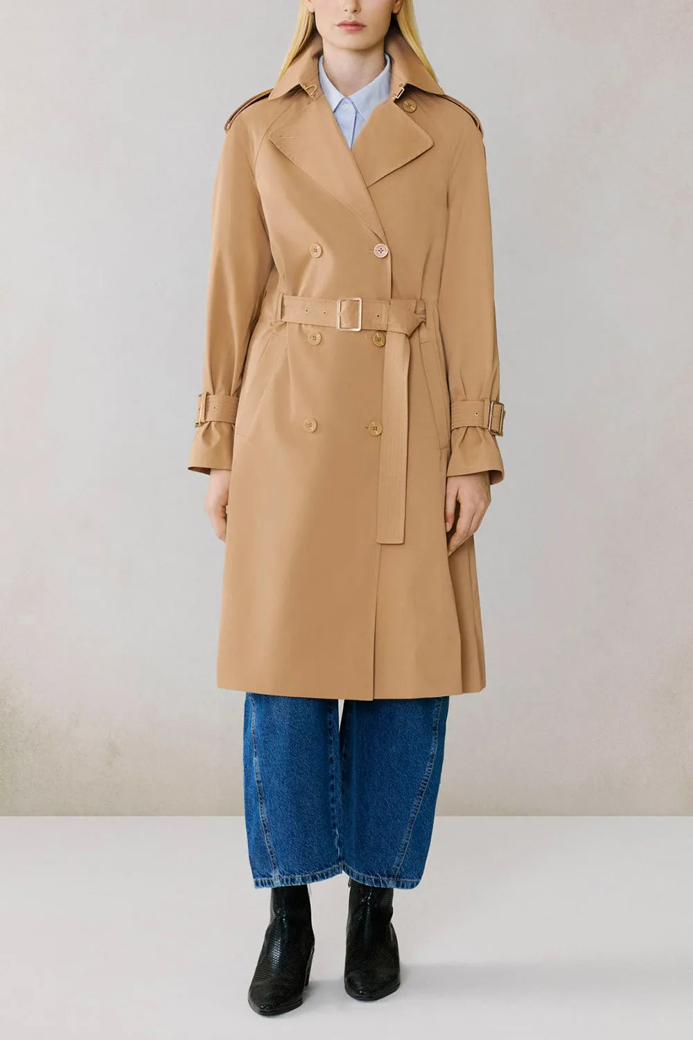 Beckie | Long Beige Trench Coat with Belt by Soia & Kyo sold by Boutique 1861 product image thumbnail 2