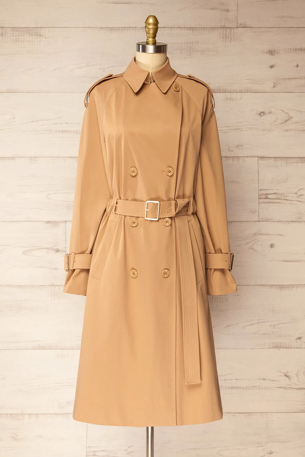 Beckie | Long Beige Trench Coat with Belt by Soia & Kyo sold by Boutique 1861