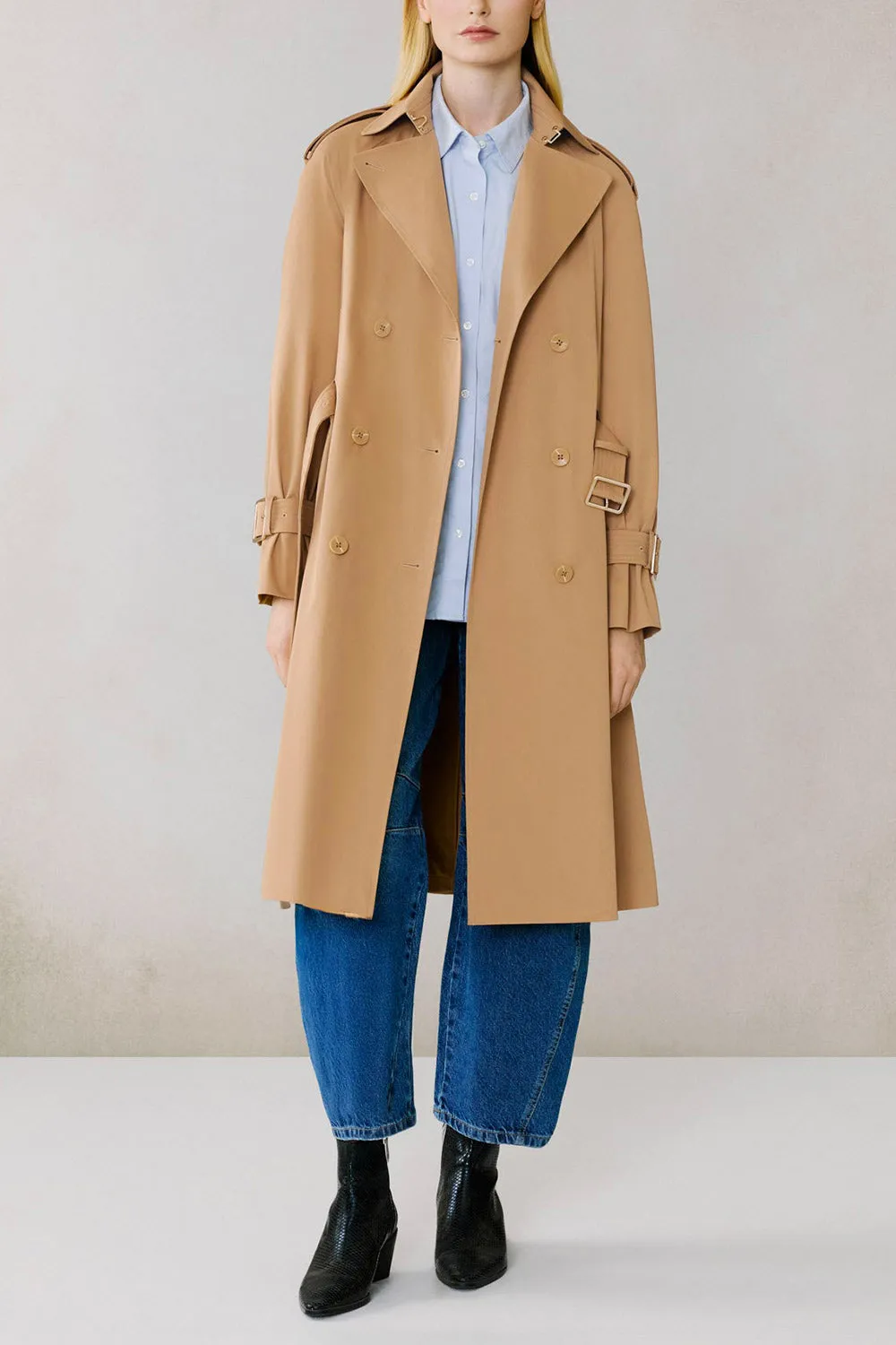 Beckie | Long Beige Trench Coat with Belt by Soia & Kyo sold by Boutique 1861 product image thumbnail 3