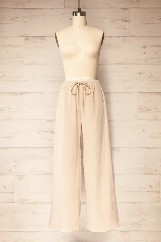 Clovis | Beige Corduroy Pants with Adjustable Cord sold by Boutique 1861