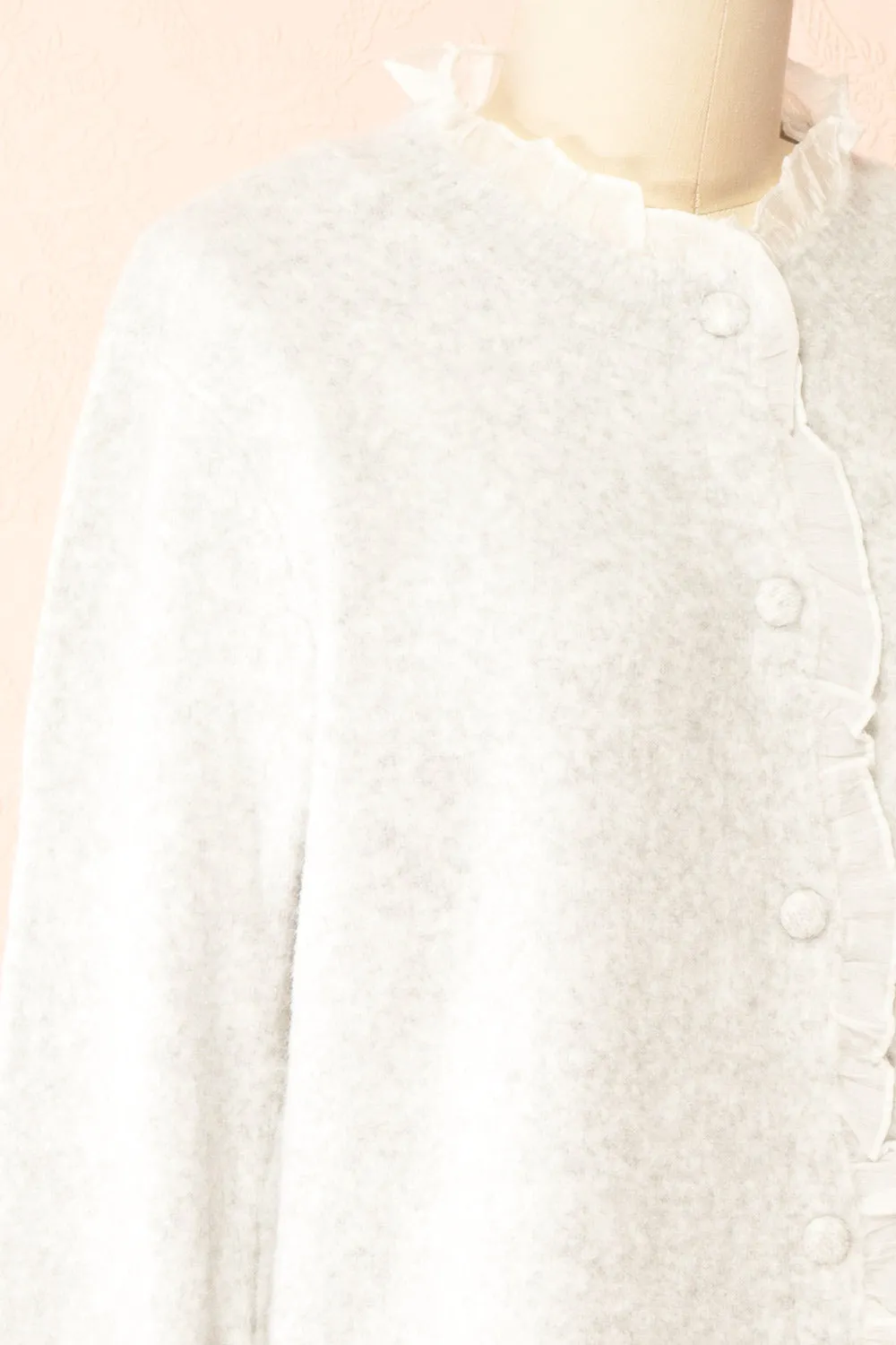 Zamina | Grey Cardigan with Ruffles Trim sold by Boutique 1861 product image thumbnail 4