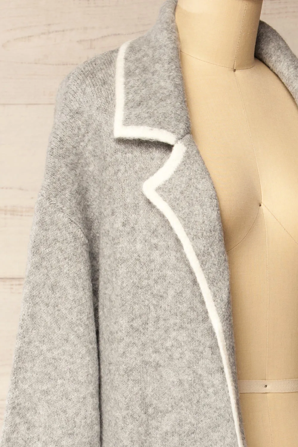 Hull Grey | Knitted Jacket with Contrasting Border sold by Boutique 1861 product image thumbnail 4