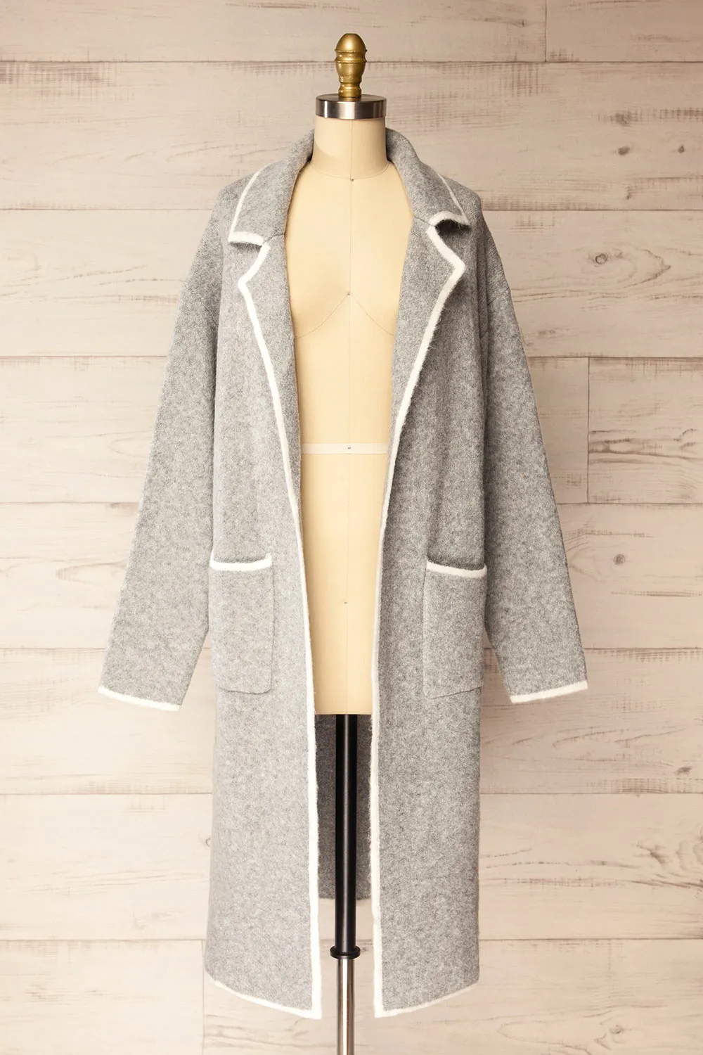 Hull Grey | Knitted Jacket with Contrasting Border sold by Boutique 1861
