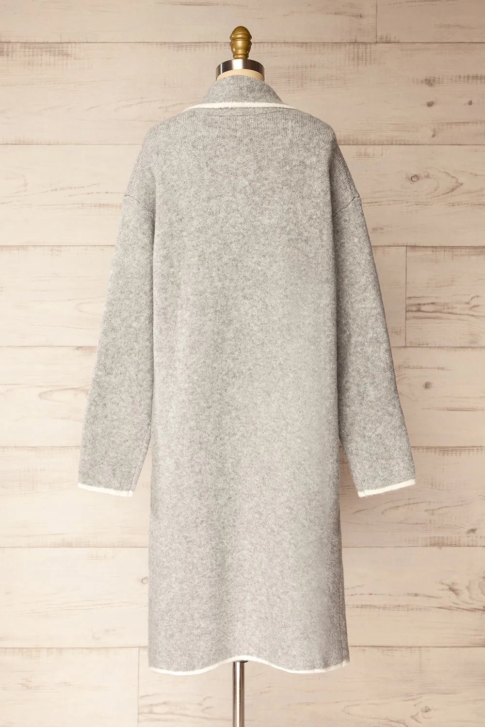 Hull Grey | Knitted Jacket with Contrasting Border sold by Boutique 1861 product image thumbnail 5