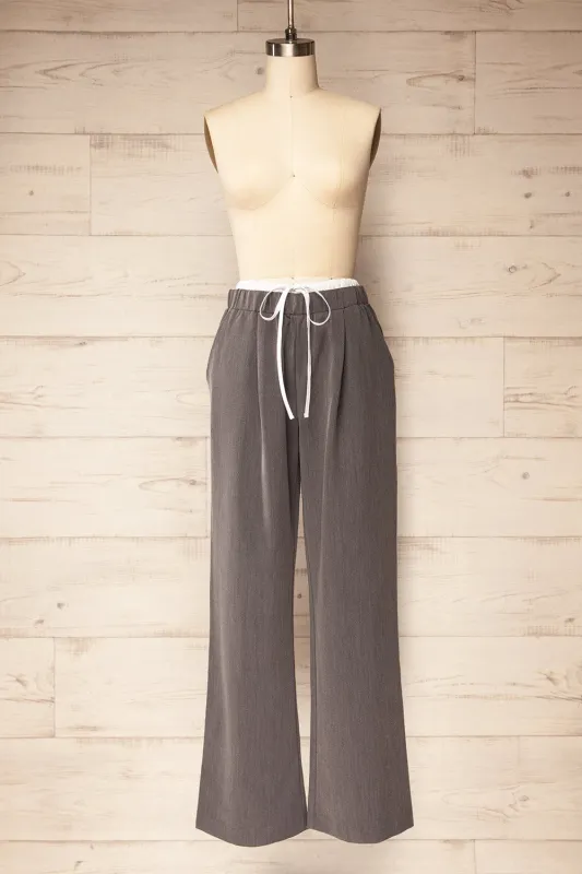 Positano | Grey Pants with Double Waistband sold by Boutique 1861