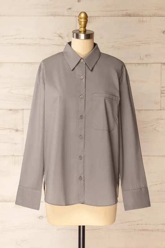 Dametera | Buttoned-Up Loose Grey Shirt sold by Boutique 1861