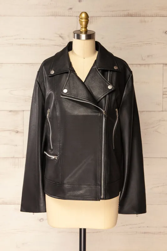 Bandipur | Black Faux Leather Jacket sold by Boutique 1861