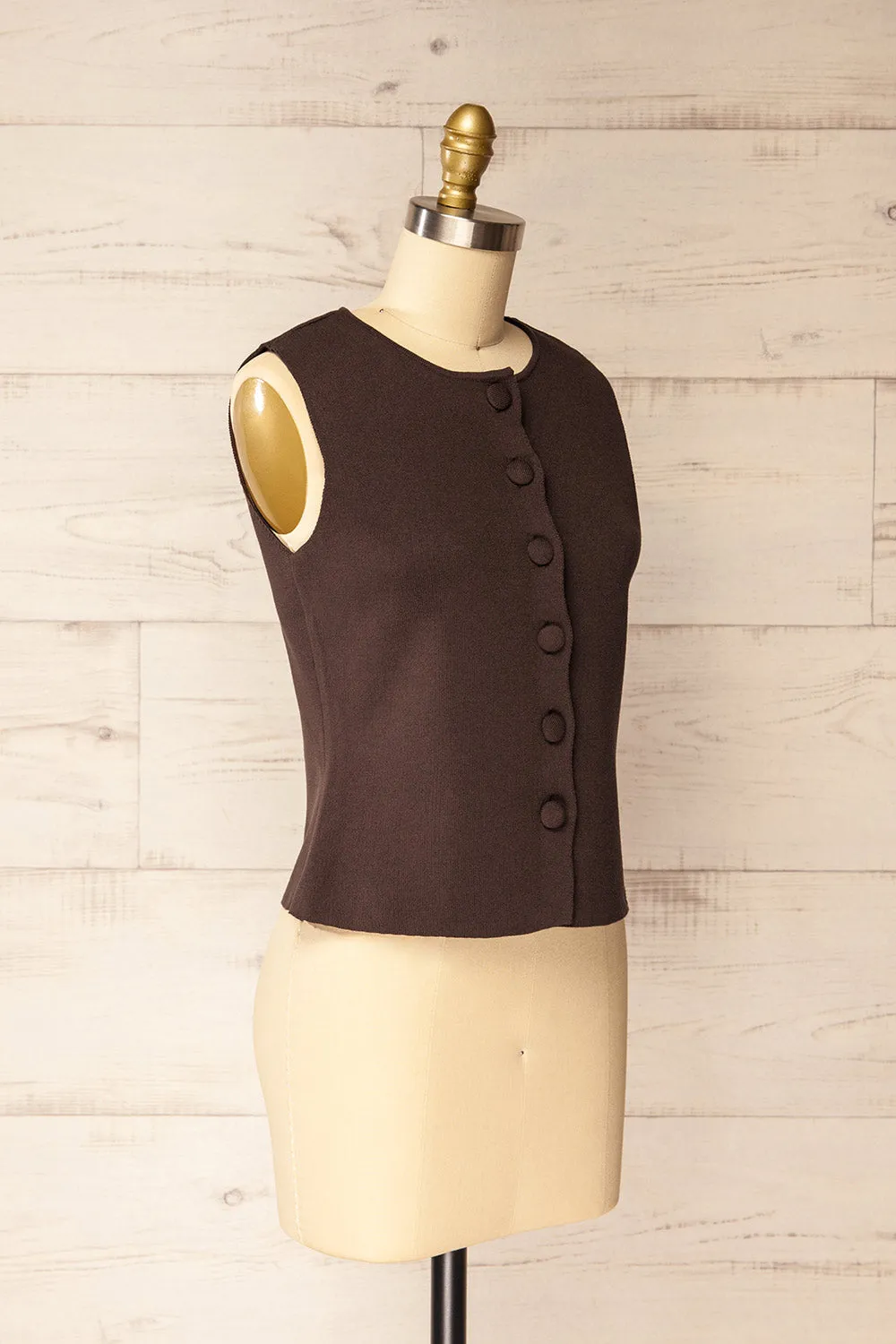Delano | Sleeveless Brown Button-Up Top sold by Boutique 1861 product image thumbnail 3