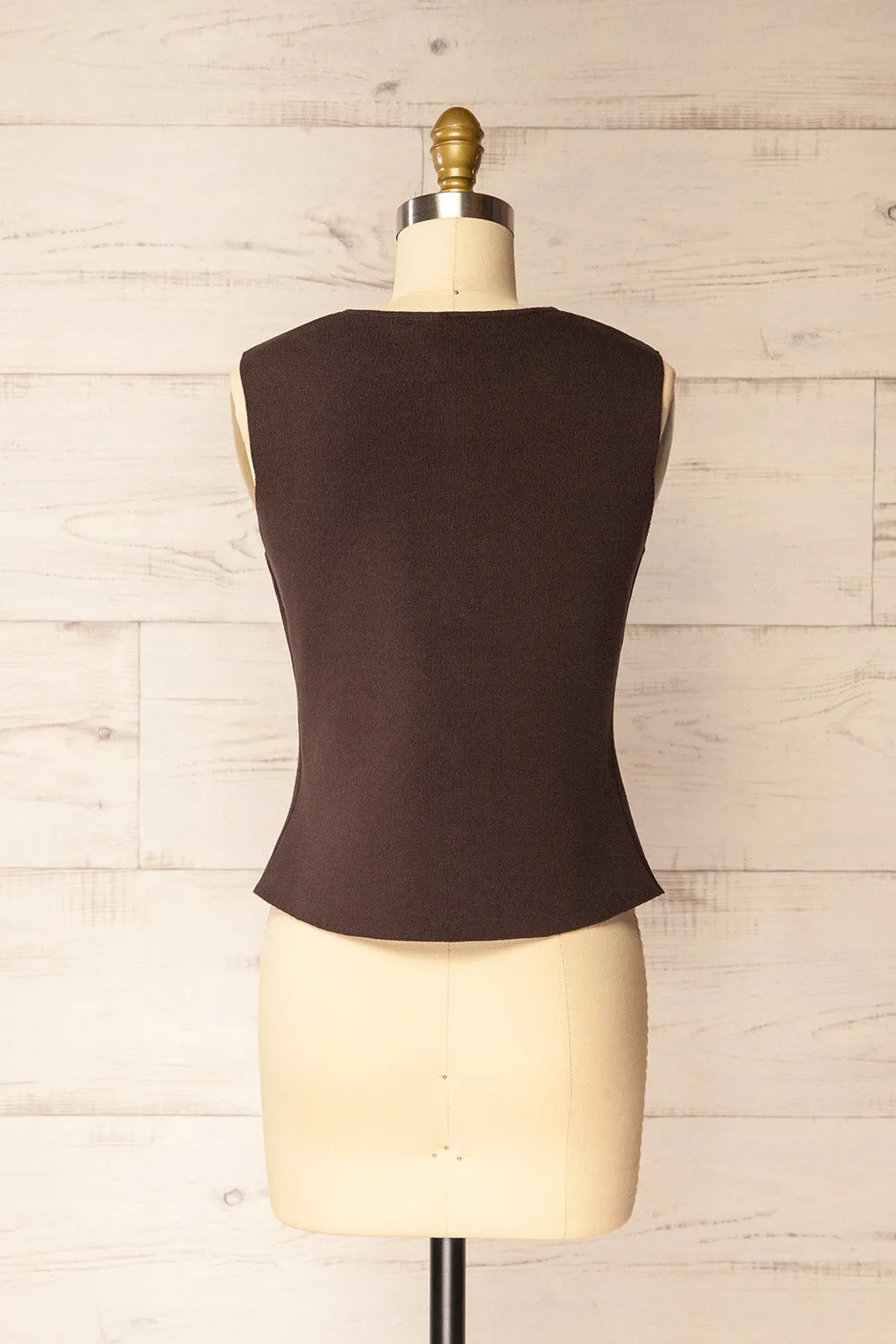 Delano | Sleeveless Brown Button-Up Top sold by Boutique 1861 product image thumbnail 5