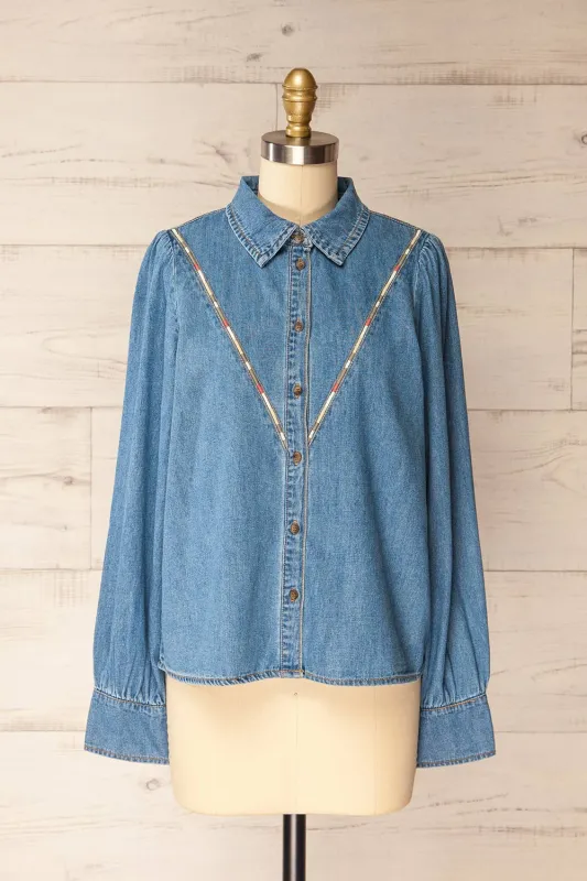 Burke | Denim Shirt with Embroidery sold by Boutique 1861