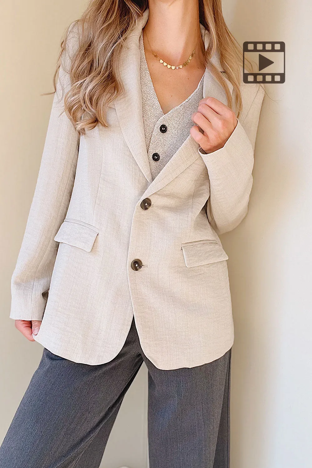 Norak | Textured Beige Blazer sold by Boutique 1861 product image thumbnail 2