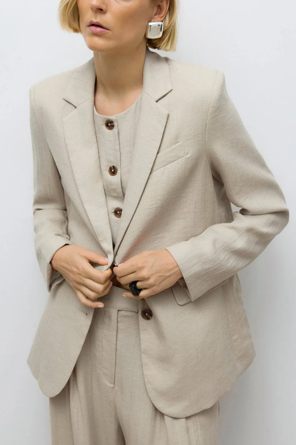 Norak | Textured Beige Blazer sold by Boutique 1861 product image thumbnail 3