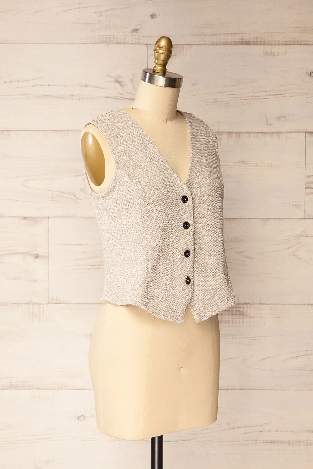 Indio Beige | Button-Up Knit Vest sold by Boutique 1861 product image thumbnail 4