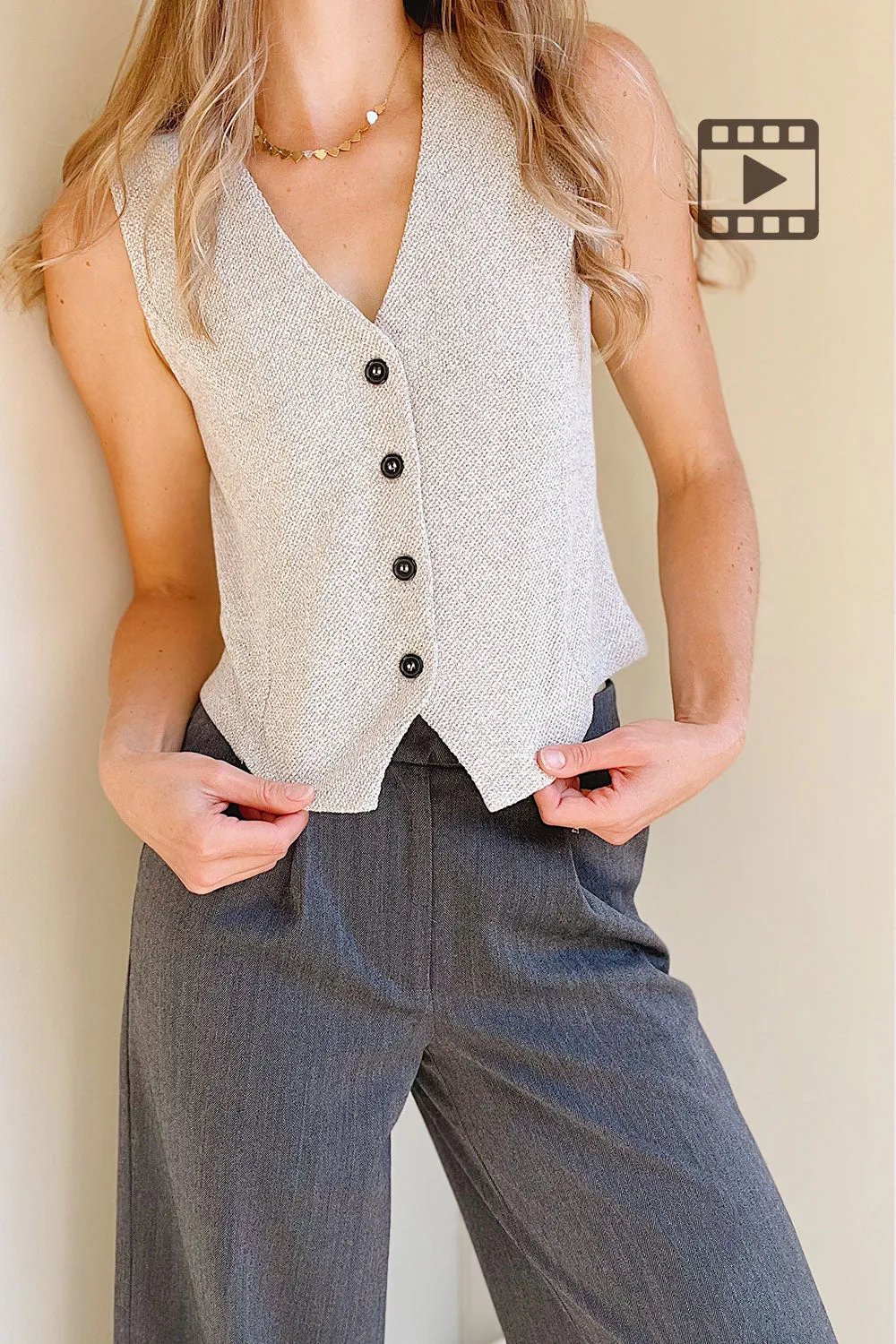 Indio Beige | Button-Up Knit Vest sold by Boutique 1861 product image thumbnail 2