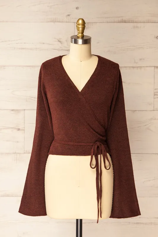 Verone Rust | Criss Cross Knit Top sold by Boutique 1861