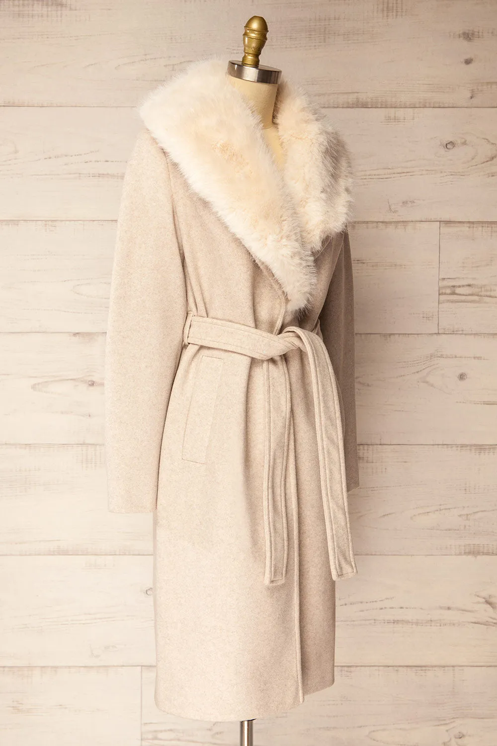 Veracruz | Beige Coat with Faux Fur Collar sold by Boutique 1861 product image thumbnail 5