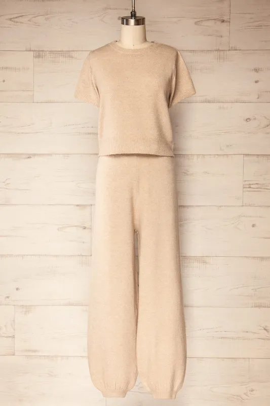 Kano Beige | Knitted Set with Scarf sold by Boutique 1861
