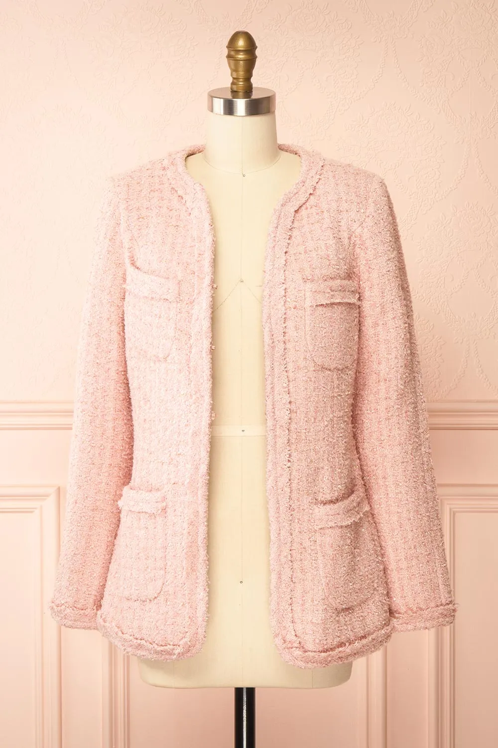 Yasmine | Sparkling Pink Tweed Blazer sold by Boutique 1861 product image thumbnail 4