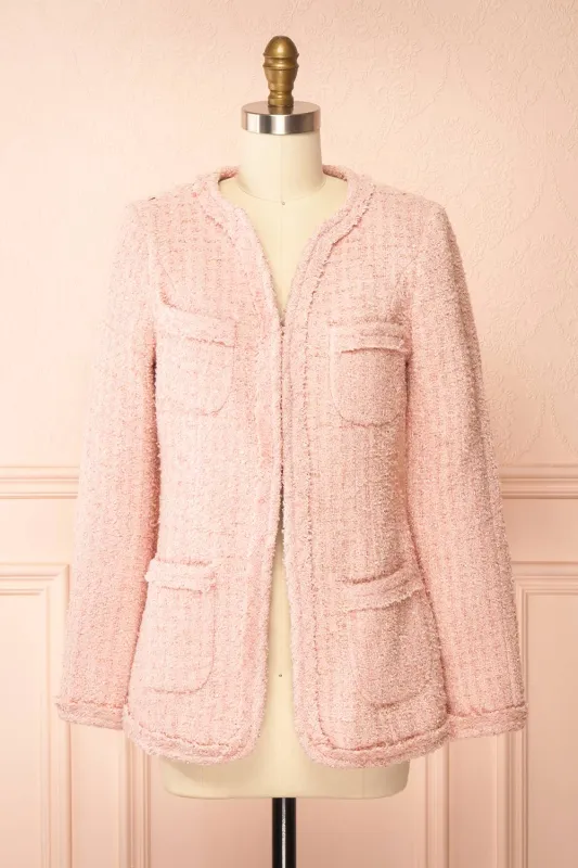Yasmine | Sparkling Pink Tweed Blazer sold by Boutique 1861