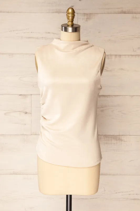 Martinique | Beige Faux Suede Top sold by Boutique 1861