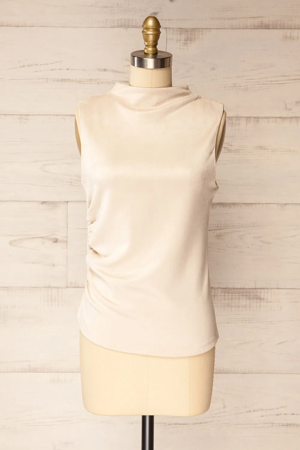 Martinique | Beige Faux Suede Top sold by Boutique 1861