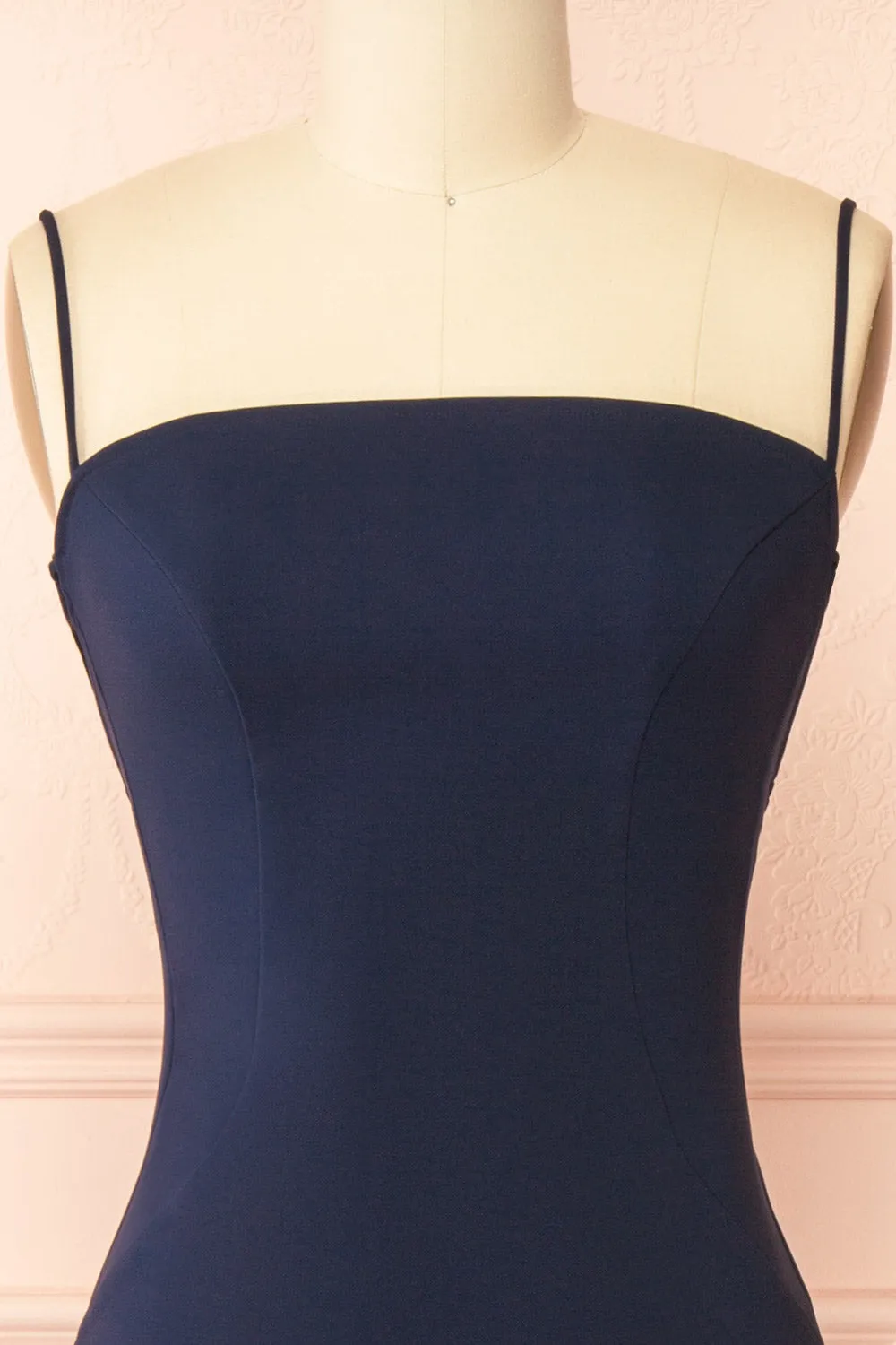 Arannia Navy | Fitted Midi Dress with Laced Back sold by Boutique 1861 product image thumbnail 4