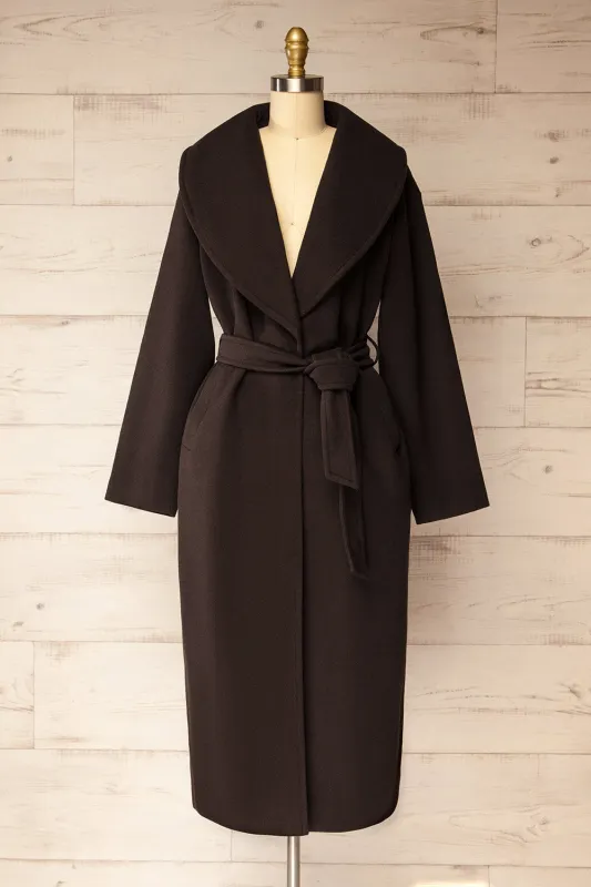 Parma | Long Brown Coat with Belt made by Boutique 1861