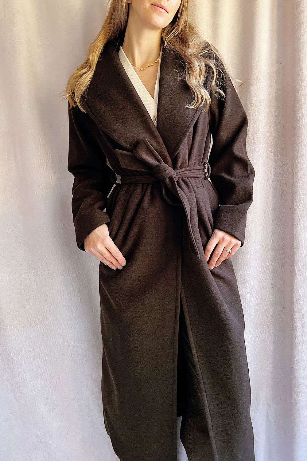 Parma | Long Brown Coat with Belt sold by Boutique 1861 product image thumbnail 2
