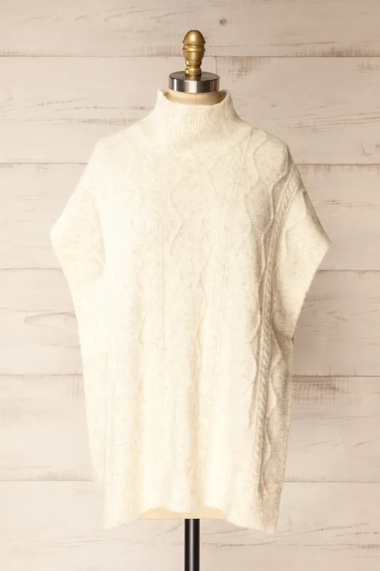 Brehat Ivory | Knit Poncho sold by Boutique 1861