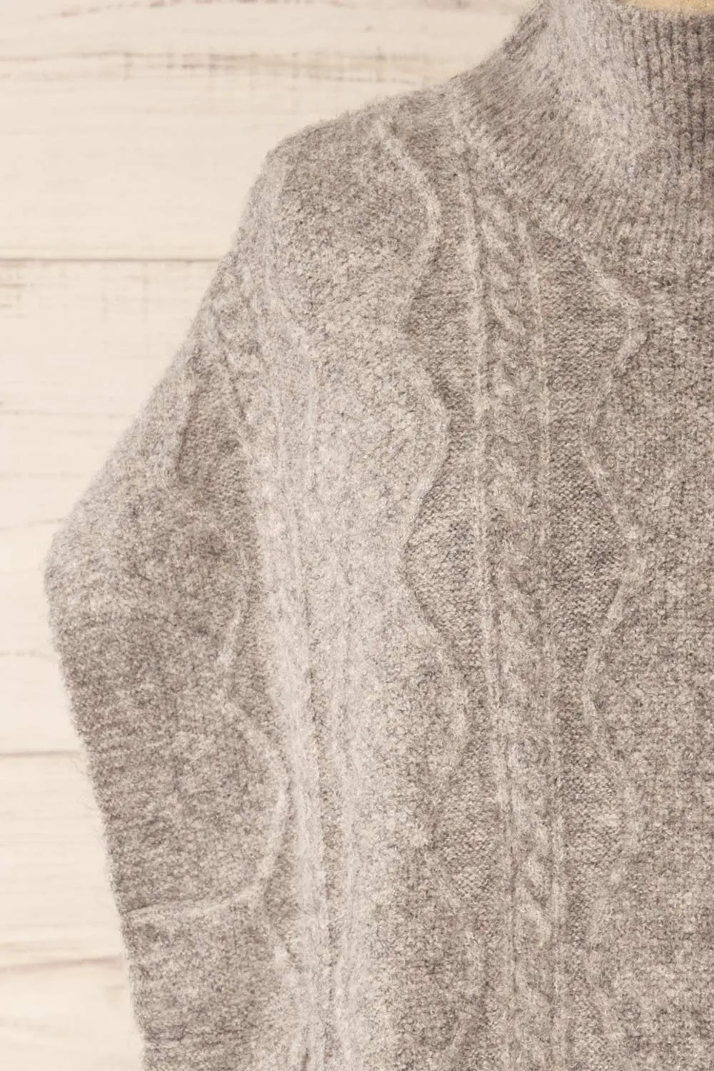 Brehat Grey | Knit Poncho sold by Boutique 1861 product image thumbnail 3