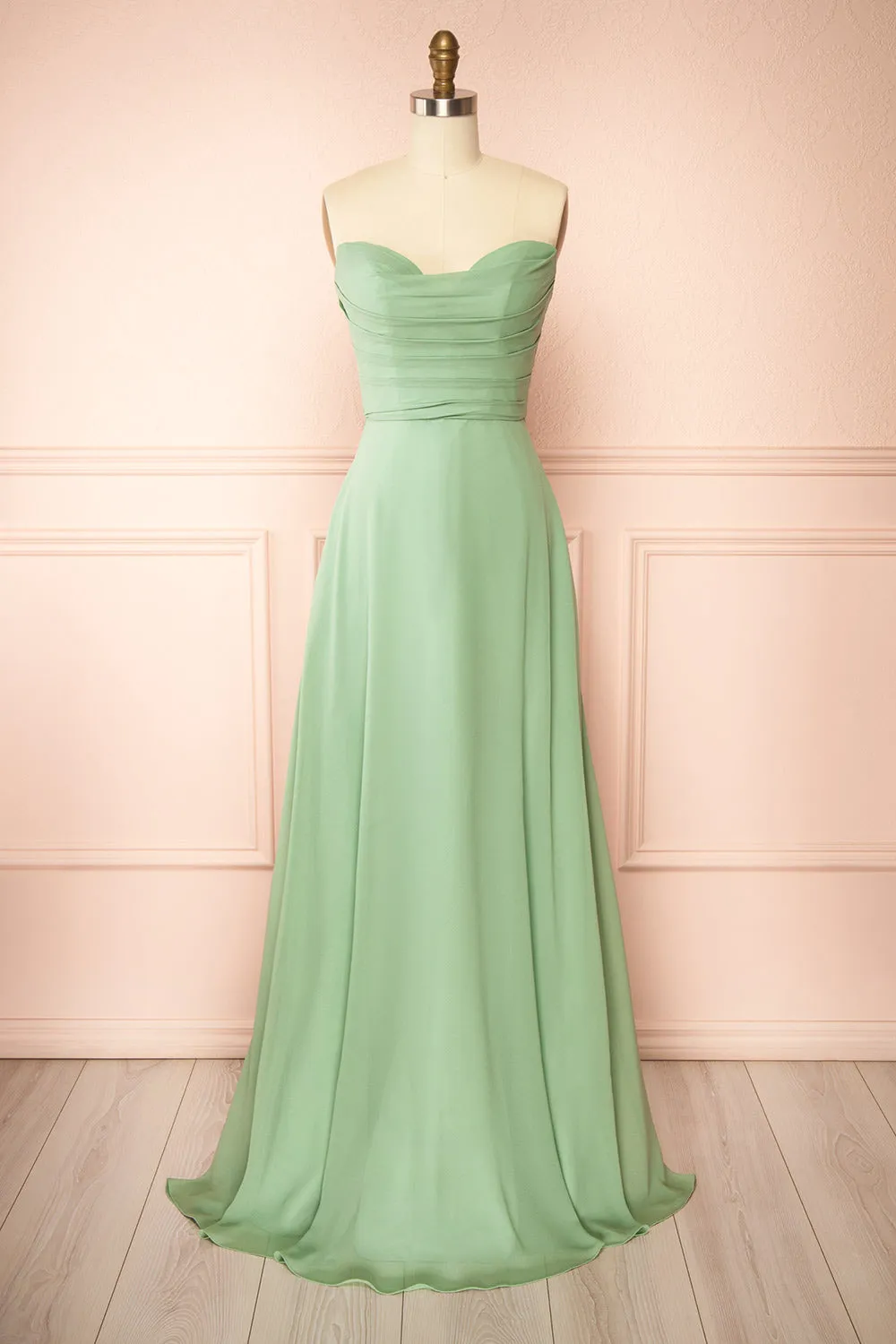 Janie Sage | Chiffon Maxi Dress with Sweetheart Neckline and Scarf sold by Boutique 1861