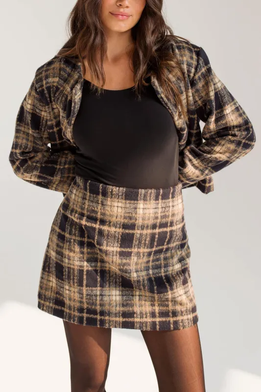 Phidim Plaid | Short High-Waisted Skirt by Dailystory sold by Boutique 1861