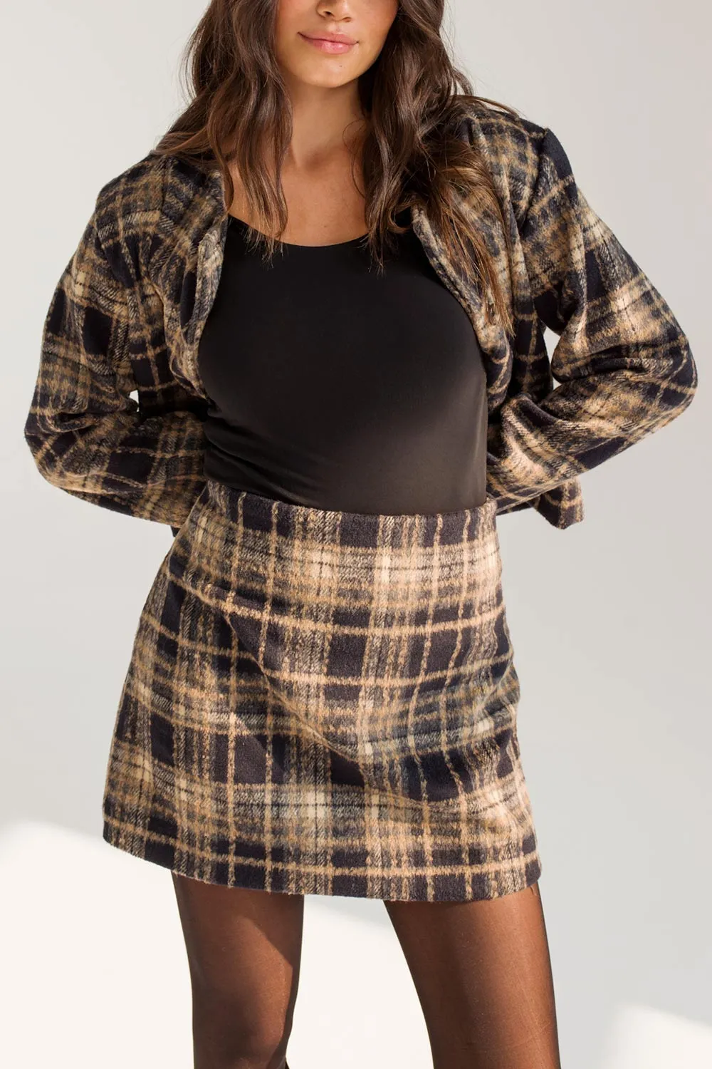 Phidim Plaid | Short High-Waisted Skirt by Dailystory sold by Boutique 1861