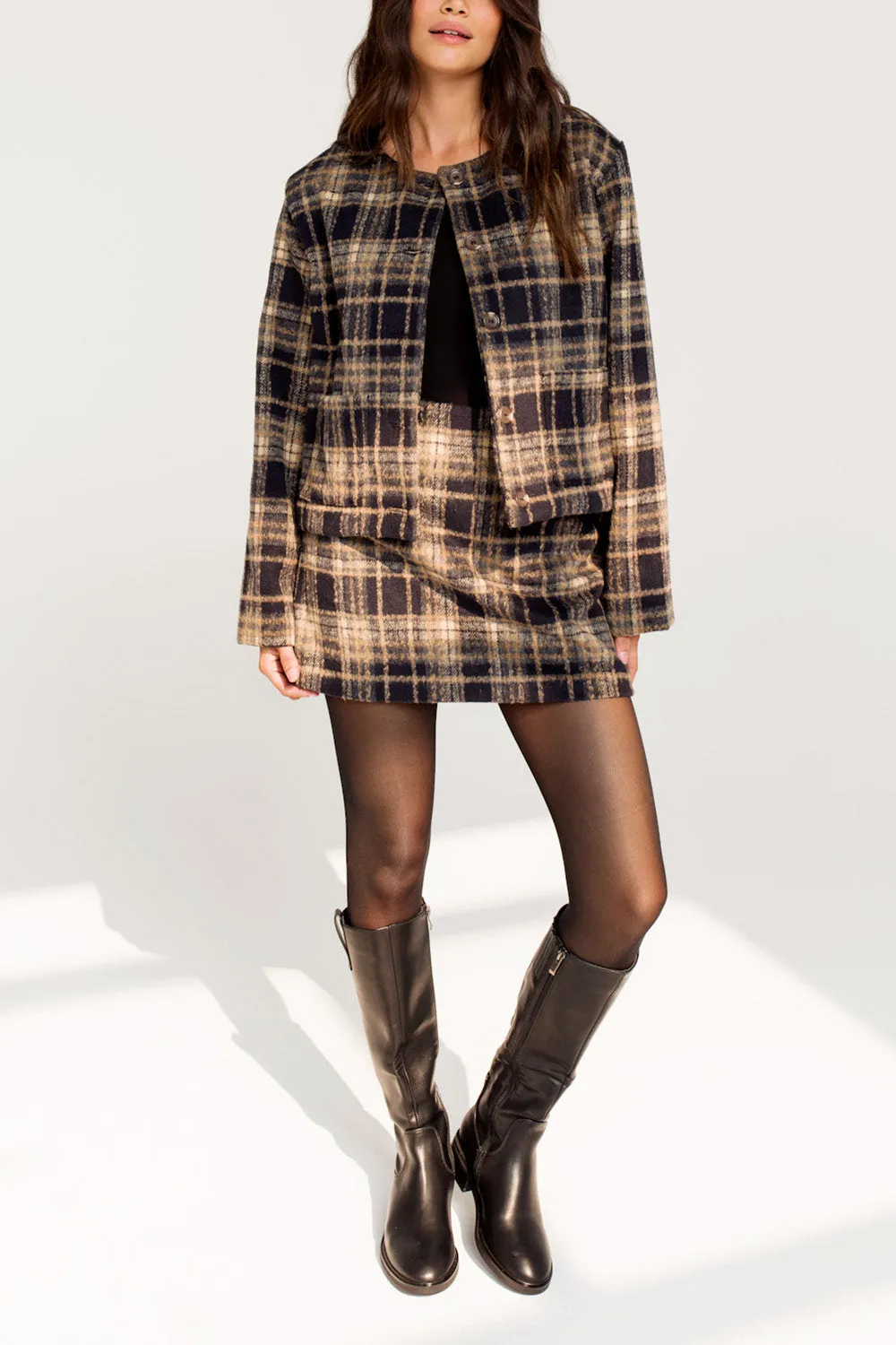 Phidim Plaid | Short High-Waisted Skirt by Dailystory sold by Boutique 1861 product image thumbnail 2
