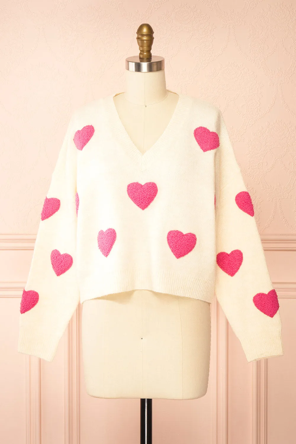 Minerve | Heart Patterned Knit Sweater sold by Boutique 1861