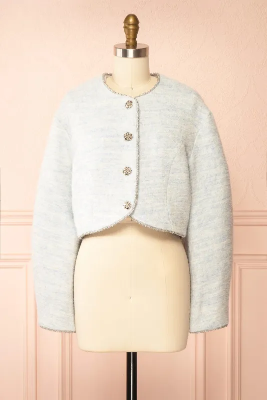 Cendrine Blue | Tweed Blazer with Ample Sleeves sold by Boutique 1861