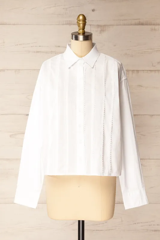 Kasoa | White Shirt with Floral Lace sold by Boutique 1861