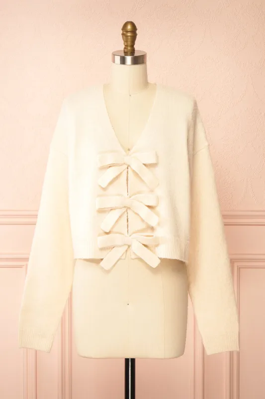 Cassiopee Beige | Cardigan with Bows sold by Boutique 1861