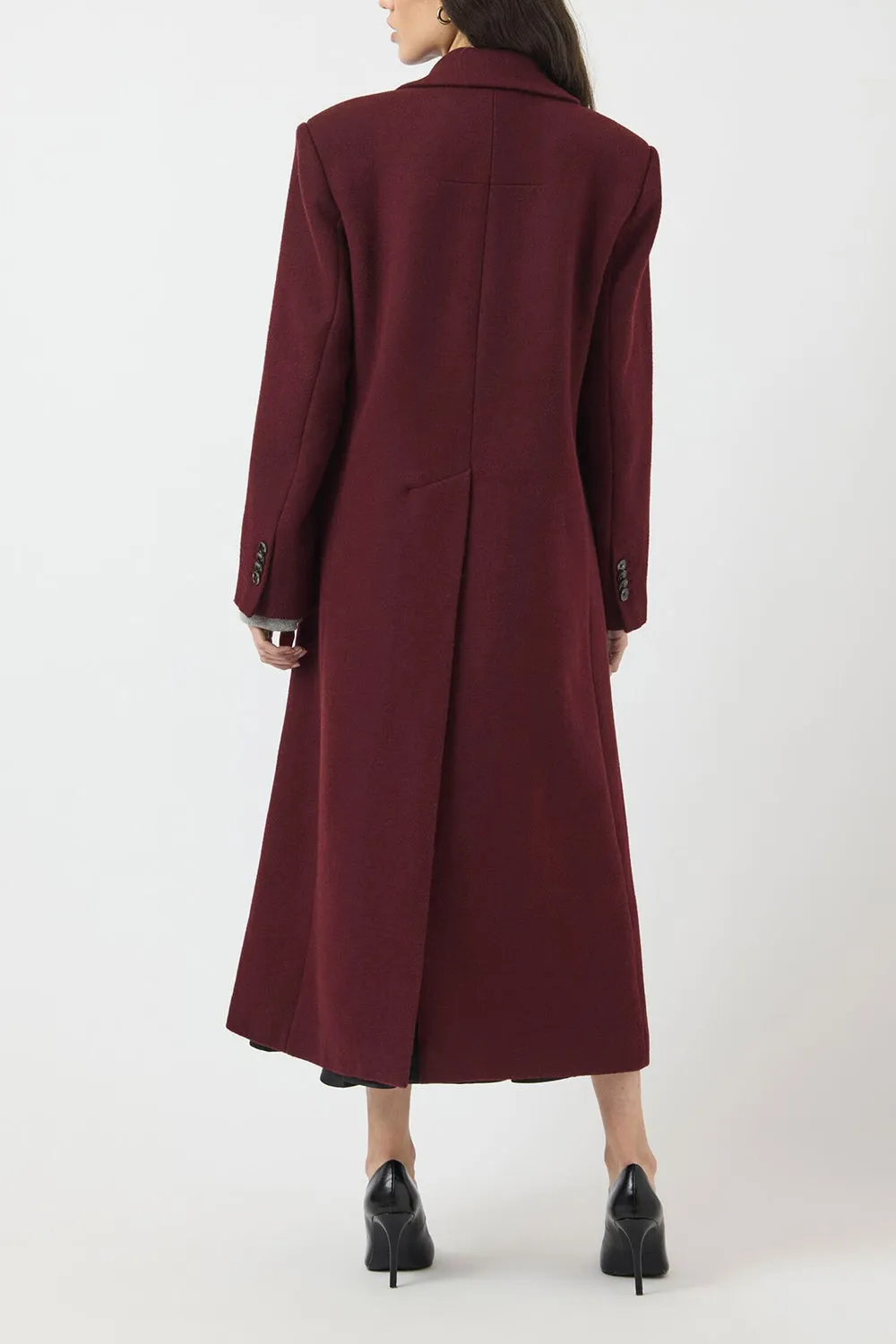 Lagos | Long Burgundy Coat with Lapel Collar sold by Boutique 1861 product image thumbnail 5
