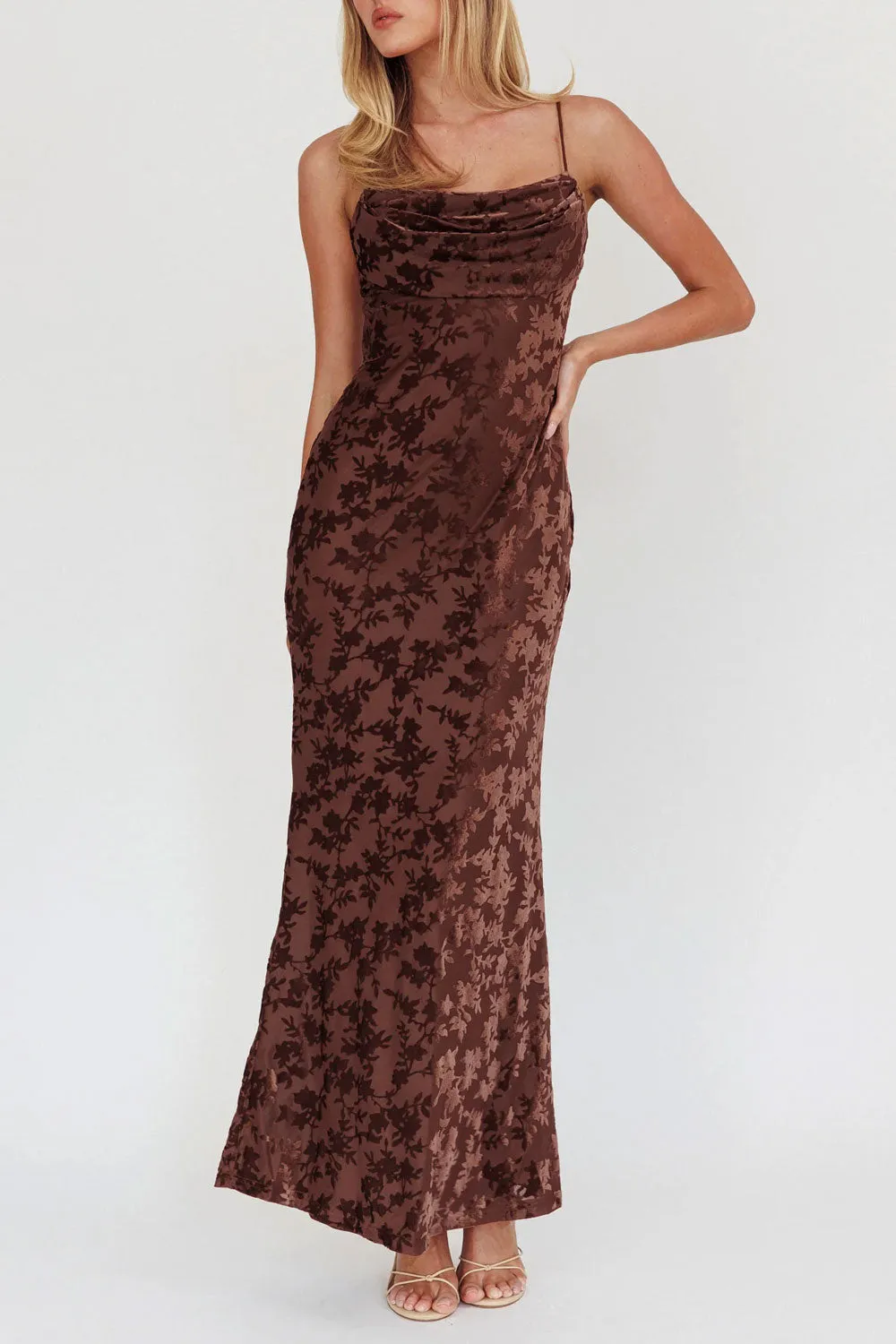 Haylin Brown | Velvet Floral Fitted Maxi Dress sold by Boutique 1861 product image thumbnail 3