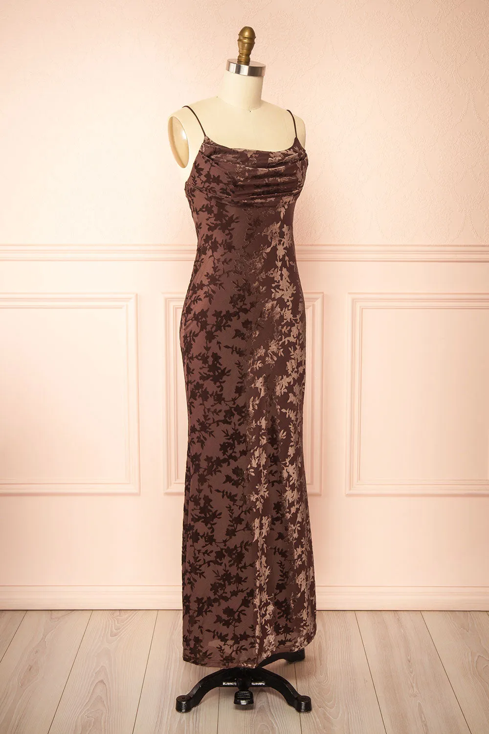 Haylin Brown | Velvet Floral Fitted Maxi Dress sold by Boutique 1861 product image thumbnail 5