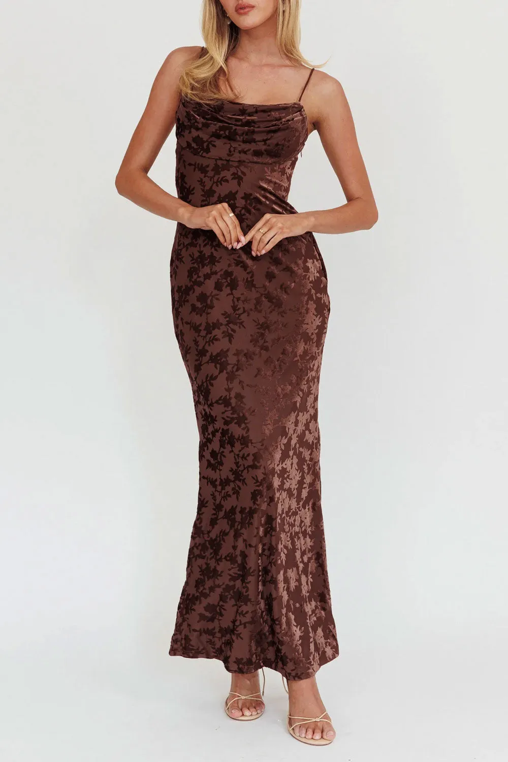 Haylin Brown | Velvet Floral Fitted Maxi Dress sold by Boutique 1861 product image thumbnail 2