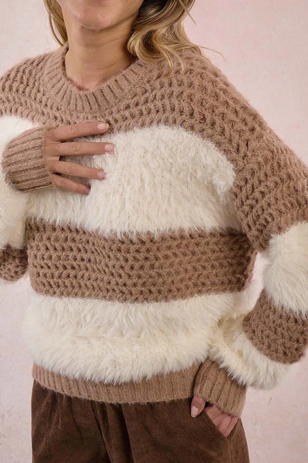 Rochefort | Striped Fuzzy Knit Sweater sold by Boutique 1861 product image thumbnail 5