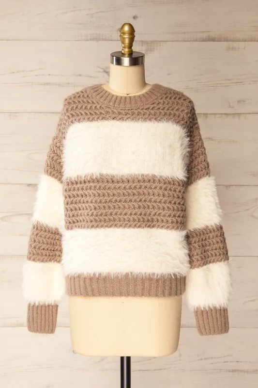Rochefort | Striped Fuzzy Knit Sweater sold by Boutique 1861