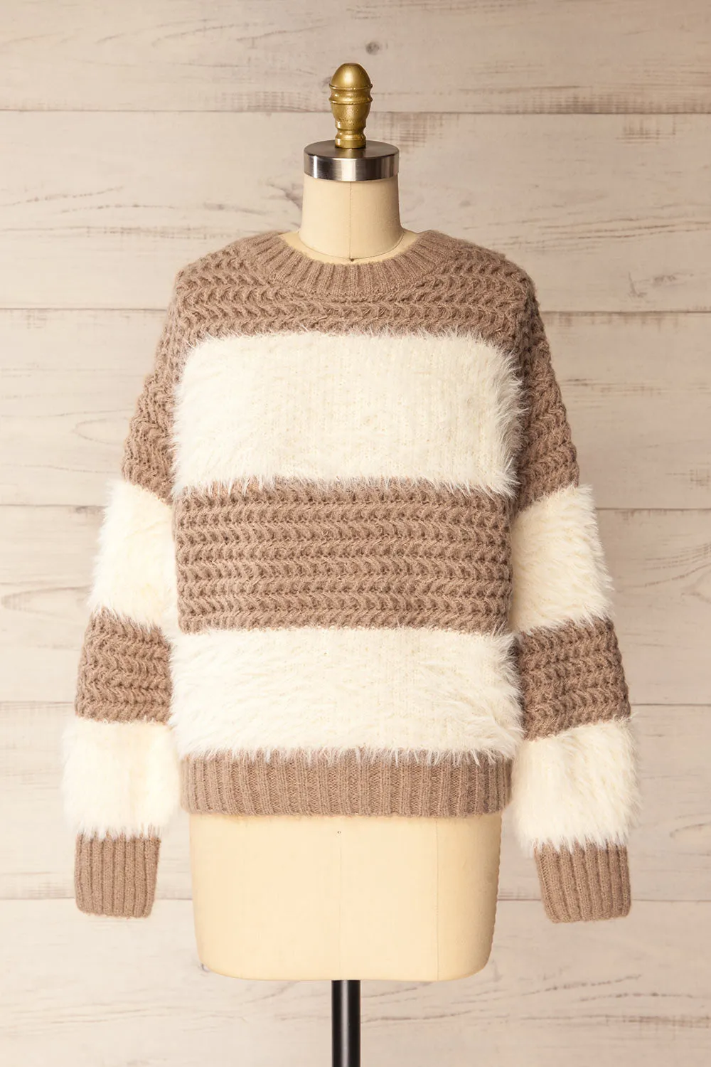 Rochefort | Striped Fuzzy Knit Sweater sold by Boutique 1861