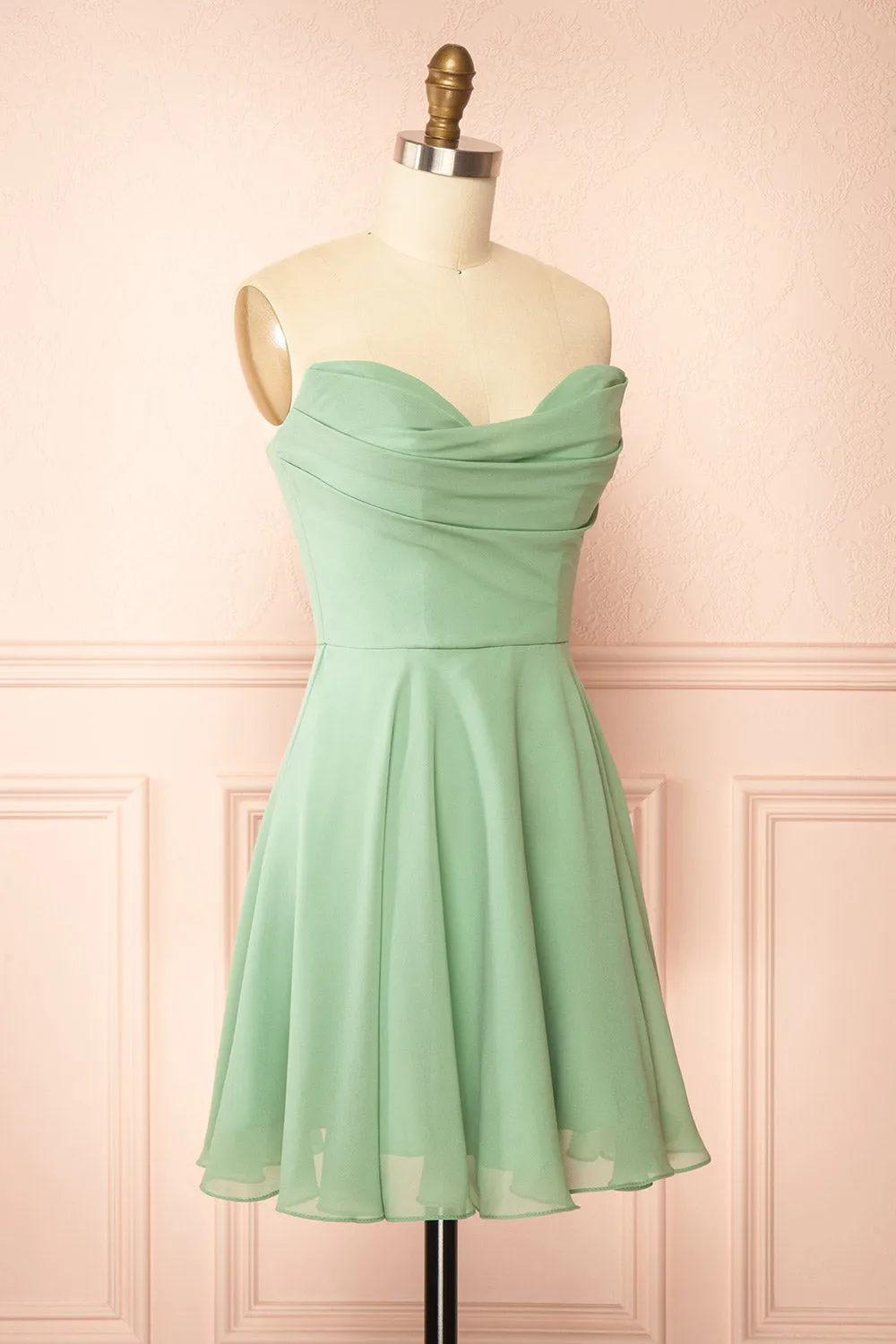 Tamy Sage | Short Chiffon Dress with Sweetheart Neckline sold by Boutique 1861 product image thumbnail 4