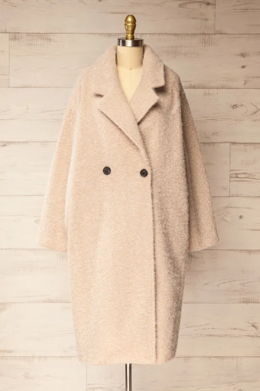 Budhanil | Long Beige Fuzzy Coat sold by Boutique 1861