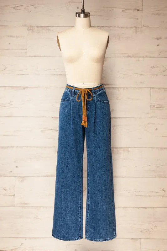 Avellino | Blue Denim Pants with Belt sold by Boutique 1861
